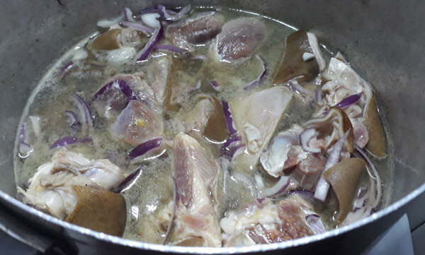 야채 수프 용 염소 고기 요리